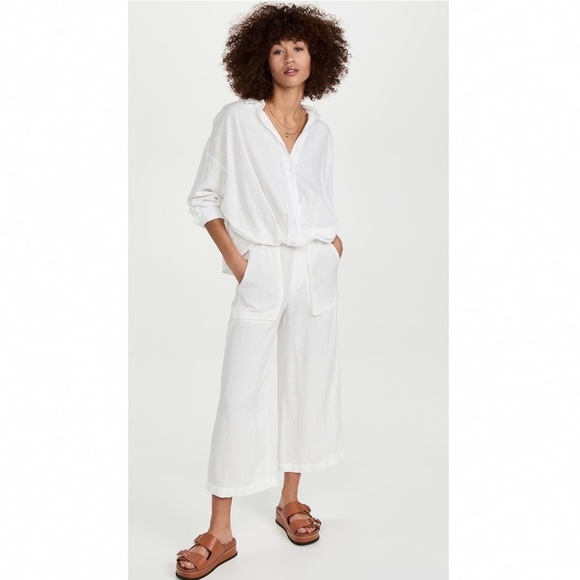 Young Fabulous and Broke YFB Linen Blend Sailor Wide Leg Pants, Green - Size‎ L - Picture 8 of 8